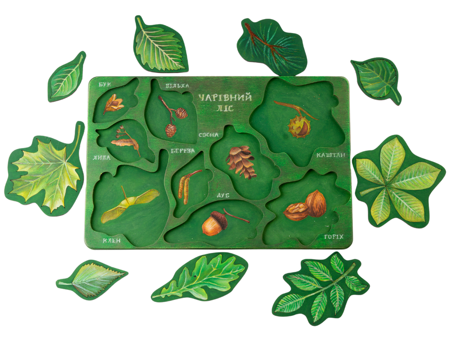 Дерев'яна вкладка-розмальовка осінні листочки «Чарівний ліс»