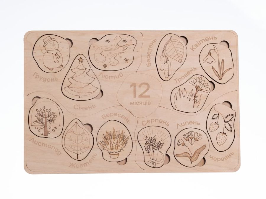 Дерев'яна дитяча вкладка-розмальовка «Дванадцять місяців»