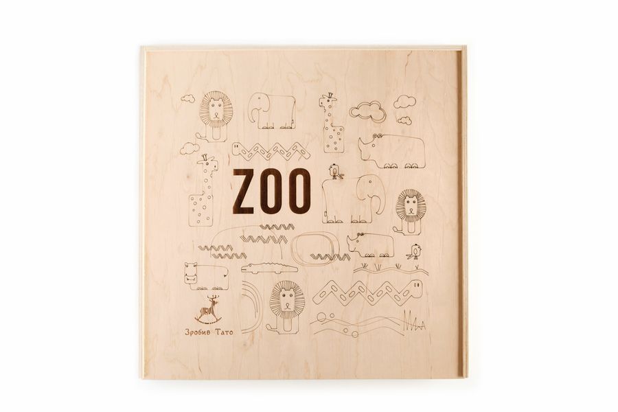 Дерев'яна 3д розмальовка для малюка “Зоопарк”