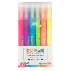 A set of double-sided neon felt-tip pens "Odemei", 6 pcs.