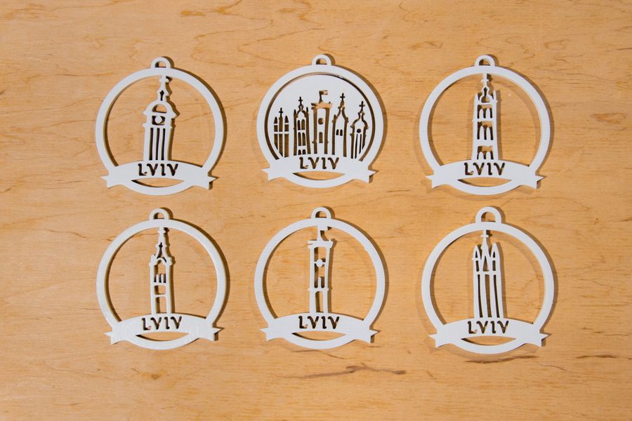 Set of decorations for the Christmas tree "Greetings from Lviv", 6 pcs.